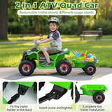 Coche quad eléctrico infantil de 6V con remolque desmontable