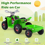 Coche quad eléctrico infantil de 6V con remolque desmontable