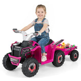 Coche quad eléctrico infantil de 6V con remolque desmontable
