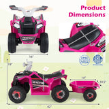 Coche quad eléctrico infantil de 6V con remolque desmontable