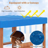 Kids Gas Station Playhouse with Gas Refueling Guns for Aged 3+-Brown
