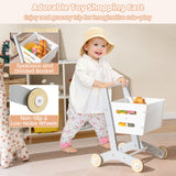 Tienda de comestibles de juguete para niños, de madera, convertible con carrito de compras - Blanca