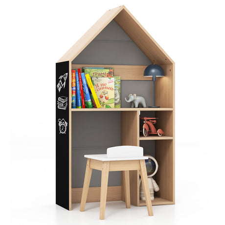 Juego de mesa y sillas infantiles 2 en 1 con forma de casa - Gris