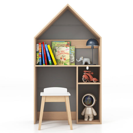 Juego de mesa y sillas infantiles 2 en 1 con forma de casa - Gris