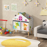 Estantería infantil con forma de casa y 2 cajones de almacenamiento para sala de juegos o habitación infantil - Blanca