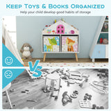 Estantería infantil con forma de casa y 2 cajones de almacenamiento para sala de juegos o habitación infantil - Blanca