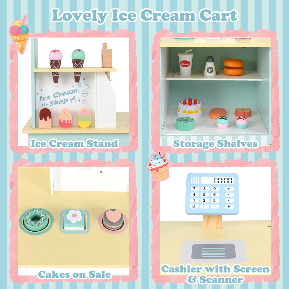 Juego de simulación de camión de helados para niños pequeños con máquina expendedora