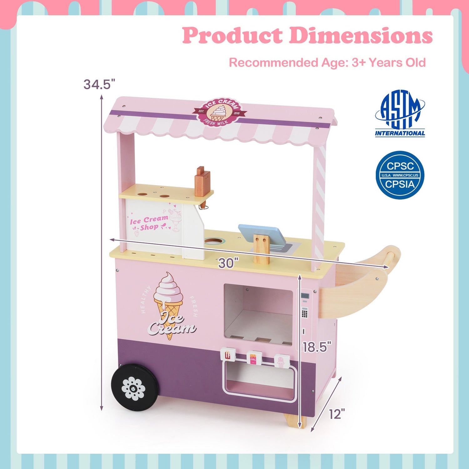 Juego de simulación de camión de helados para niños pequeños con máquina expendedora