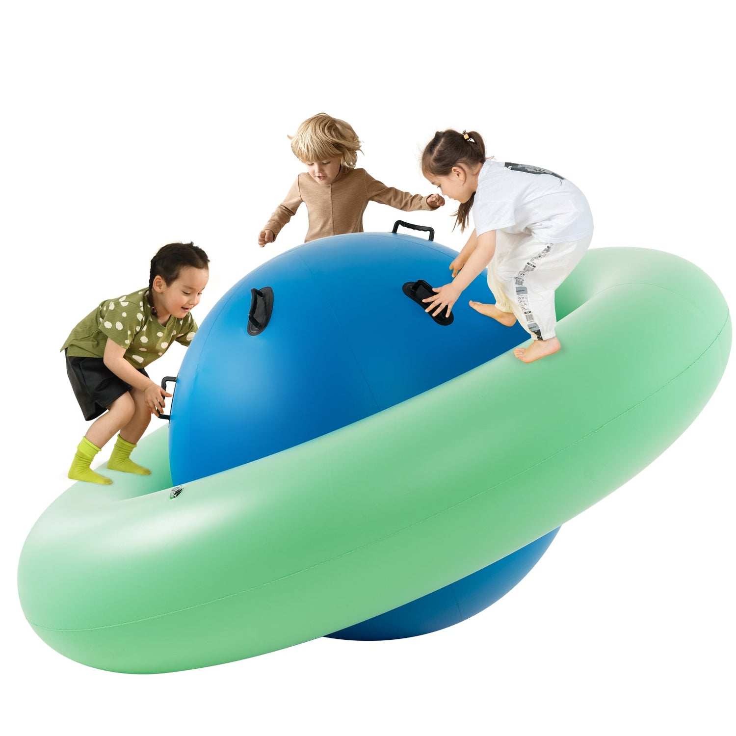 Inflador gigante de domo-balancín de 2,2 metros con 6 asas incorporadas para niños - Verde