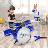 Set de batería y teclado de jazz para niños con taburete y soporte de micrófono