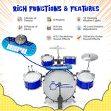 Set de batería y teclado de jazz para niños con taburete y soporte de micrófono