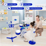 Set de batería y teclado de jazz para niños con taburete y soporte de micrófono