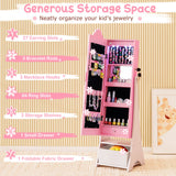 Kids Jewelry Armoire Freestanding Jewelry Cabinet with 3-Color Lighted Full Length Mirror