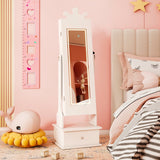 Joyerero infantil con espejo de cuerpo entero iluminado de 3 colores y luces LED interiores
