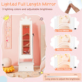 Joyerero infantil con espejo de cuerpo entero iluminado de 3 colores y luces LED interiores