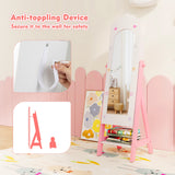 Kids Jewelry Organizer with Full Length Mirror Drawers and Storage Shelves-White
