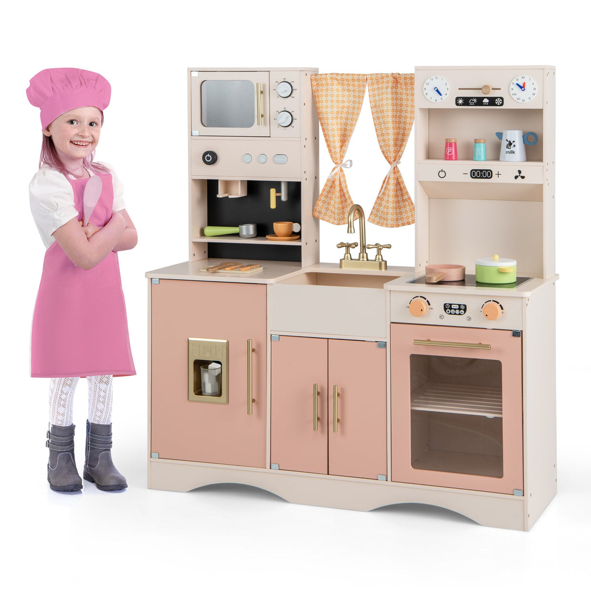 Juego de cocina de juguete para niños con microondas y cafetera para mayores de 3 años