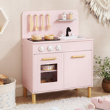 Juego de cocina de juguete para niños con accesorios de cocina y almacenamiento