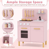 Juego de cocina de juguete para niños con accesorios de cocina y almacenamiento