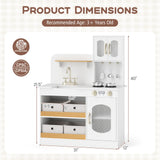 Kids Kitchen Playset with Cooking Accessories and Toy Cuttable Veggies-White