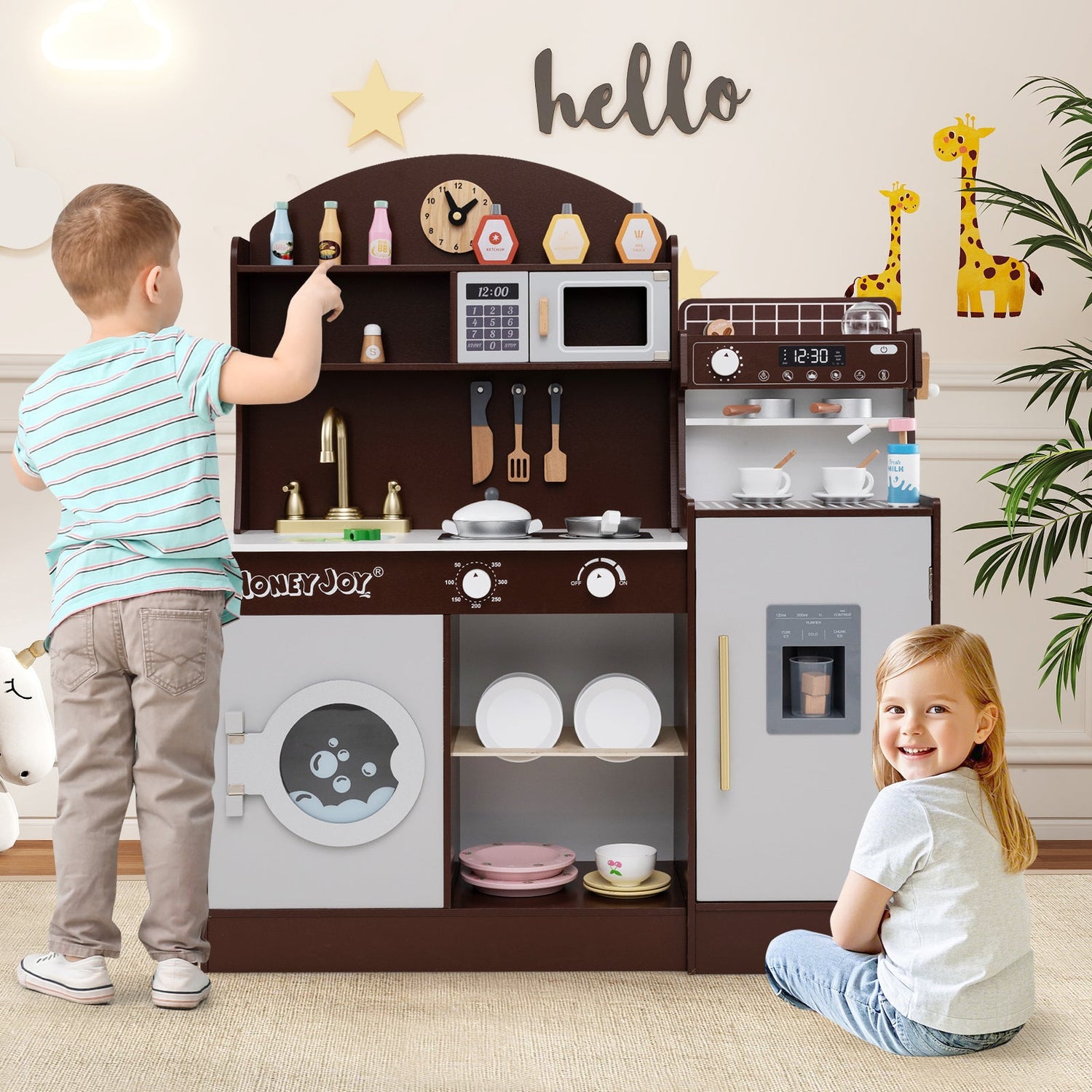 Juego de Cocina de Madera para Niños con Cafetera y Accesorios