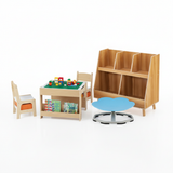 Kids Learning & Play Essentials Bundle - Bookshelf + 4-in-1 Activity Table Set + 360¬∞ Swivel Chair