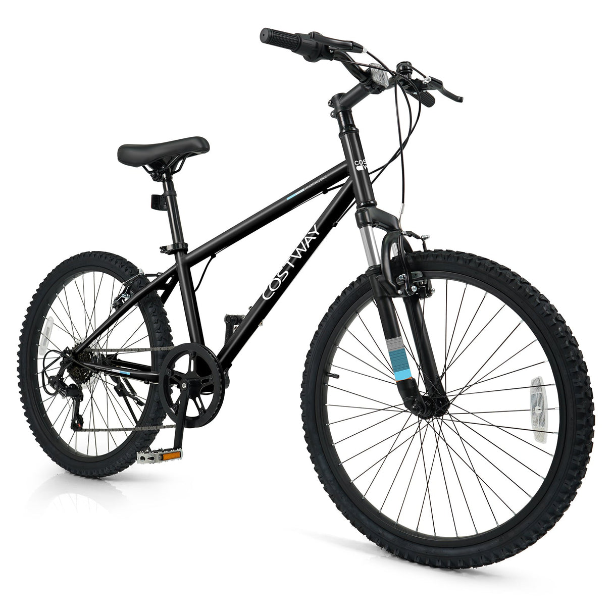 Kids Mountain Bike 20 24 Inch Child Bicycle for Boys Girls Aged 8+ Years Old Black