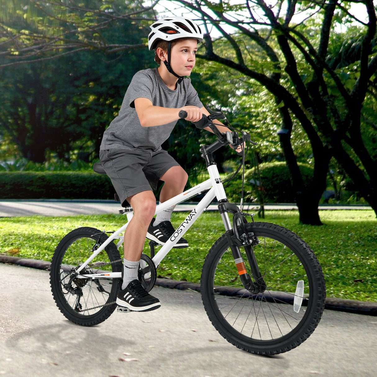 Bicicleta de montaña para niños de 20 y 24 pulgadas, para niños y niñas de 8 años o más, color blanco