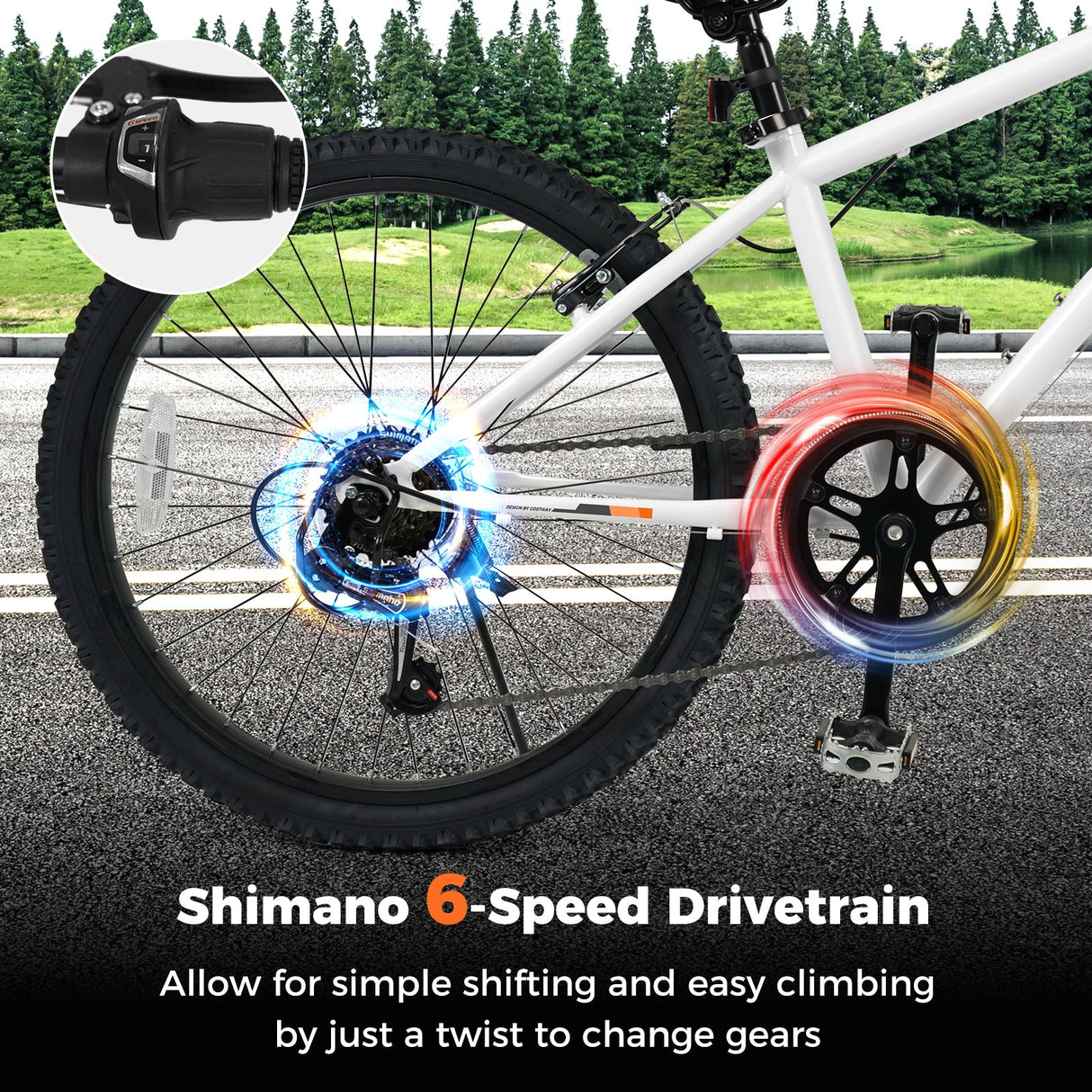 Bicicleta de montaña para niños de 20 y 24 pulgadas, para niños y niñas de 8 años o más, color blanco