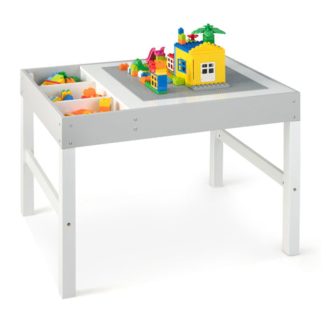 Mesa de madera 3 en 1 para niños con almacenamiento y tablero de doble cara - Blanco