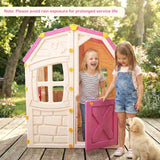 Casa de juegos de exterior para niños con ventanas y puerta que se abren para uso en interiores