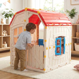 Casa de juegos de exterior para niños con ventanas y puerta que se abren para uso en interiores
