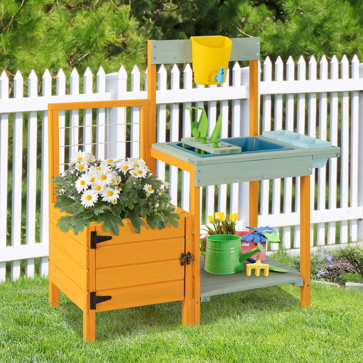 Mesa de jardinería para niños con ventana transparente