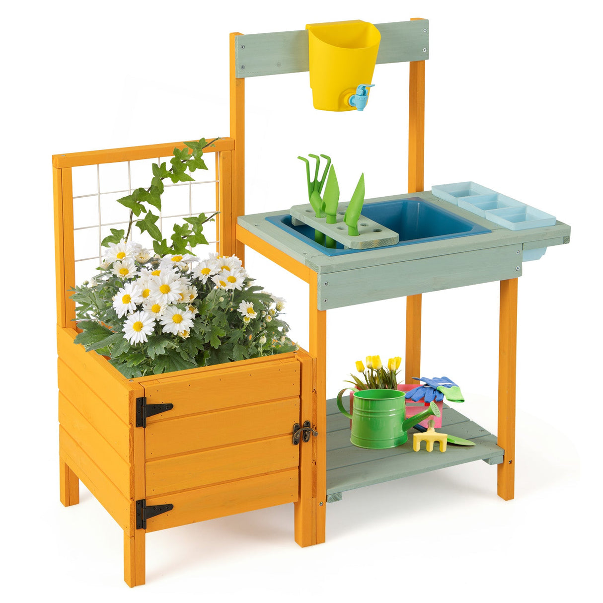 Mesa de jardinería para niños con ventana transparente