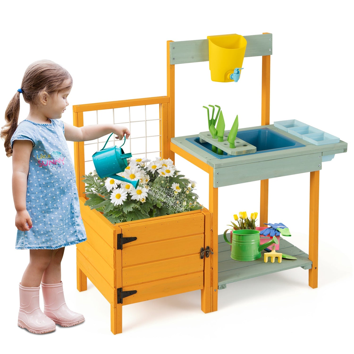 Mesa de jardinería para niños con ventana transparente