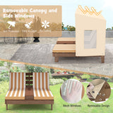 Sillón reclinable para patio para niños con portavasos y toldo