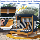 Sillón reclinable para patio para niños con portavasos y toldo