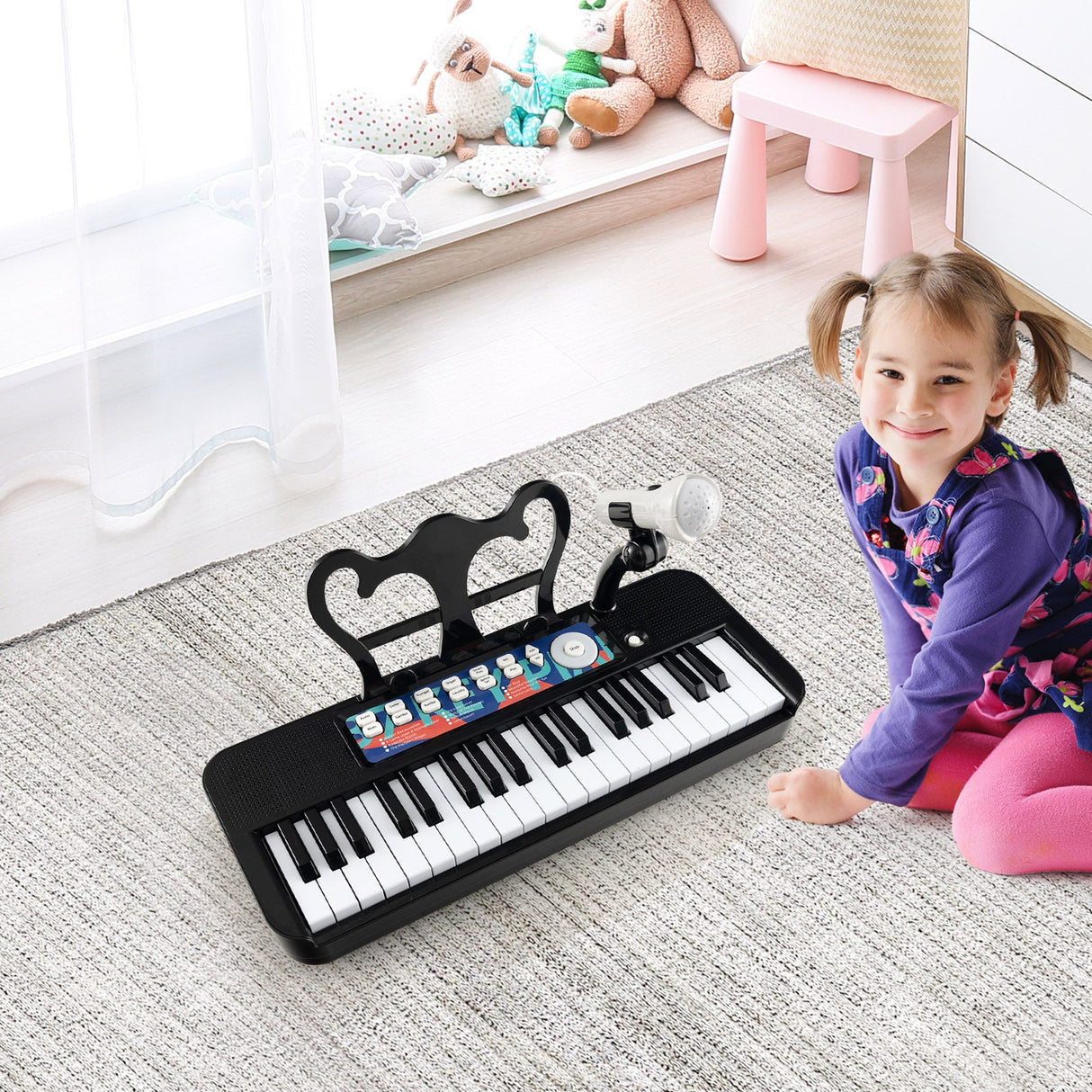 Teclado de piano para niños de 37 teclas con micrófono para niños de 3+ años
