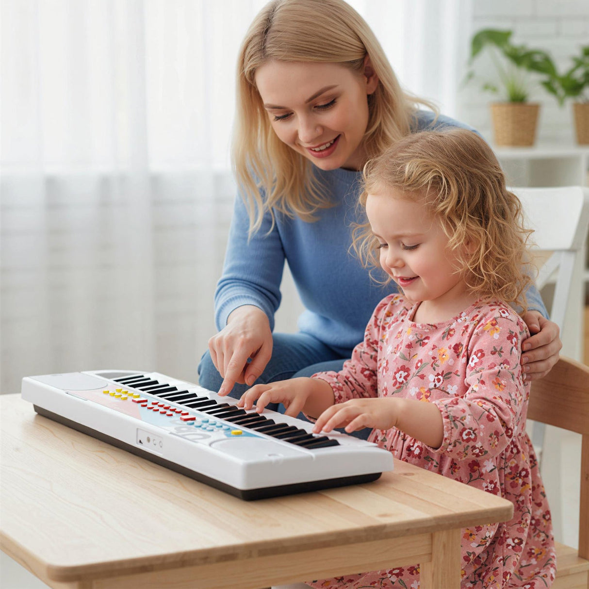 Teclado de piano para niños de 49 teclas, piano de teclado eléctrico portátil con 8 ritmos y 8 tonos