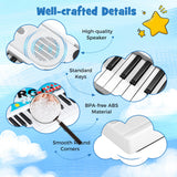 Teclado de piano para niños de 49 teclas, piano de teclado eléctrico portátil con 8 ritmos y 8 tonos