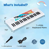 Teclado de piano para niños de 49 teclas, piano de teclado eléctrico portátil con 8 ritmos y 8 tonos