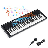 Teclado de piano para niños de 49 teclas, piano de teclado eléctrico portátil con 8 ritmos y 8 tonos