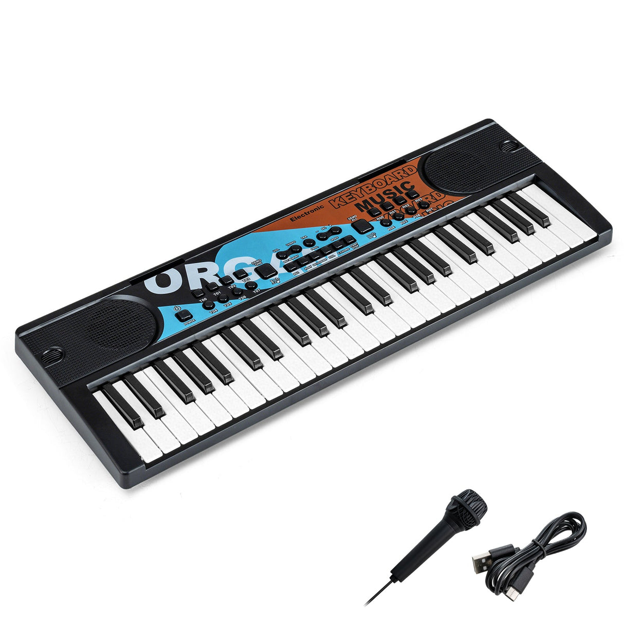 Teclado de piano para niños de 49 teclas, piano de teclado eléctrico portátil con 8 ritmos y 8 tonos