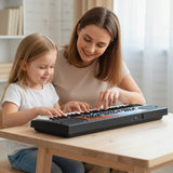 Teclado de piano para niños de 49 teclas, piano de teclado eléctrico portátil con 8 ritmos y 8 tonos