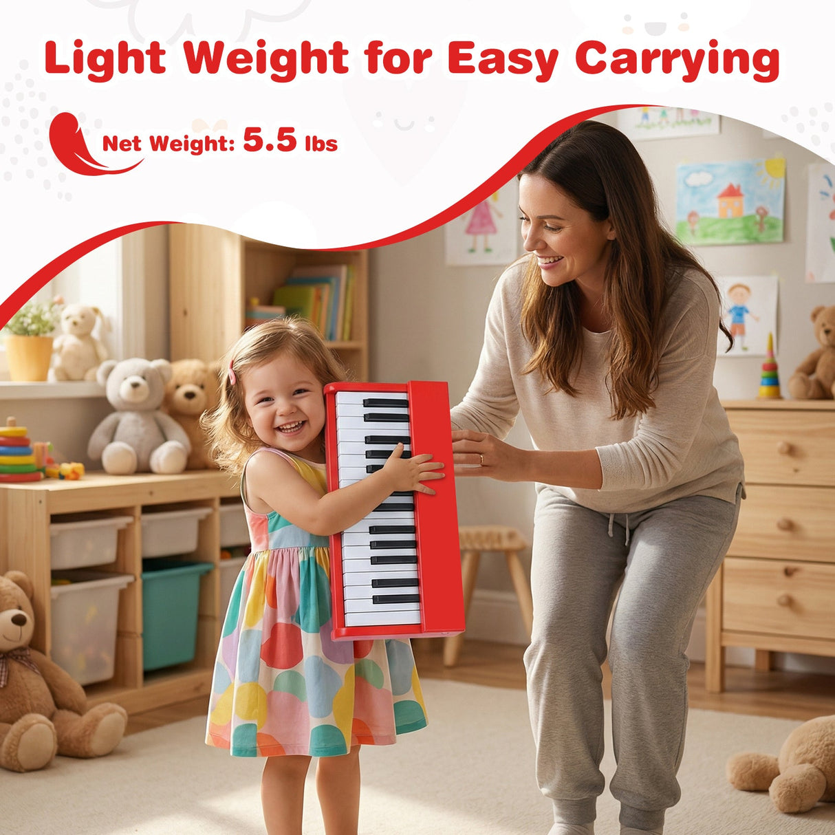Teclado de piano para niños de 30 teclas, piano digital con atril para principiantes de 3+ años