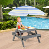 Juego de Mesa de Picnic para Niños con 3 Contenedores Extraíbles-Gris