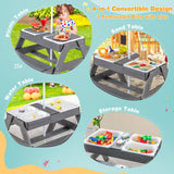 Juego de Mesa de Picnic para Niños con 3 Contenedores Extraíbles-Gris
