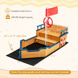 Barco Pirata de Madera Arenero para Niños Juego Exterior