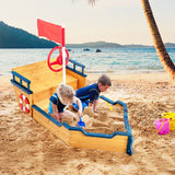 Barco Pirata de Madera Arenero para Niños Juego Exterior