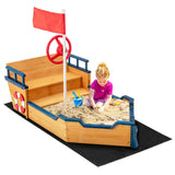 Barco Pirata de Madera Arenero para Niños Juego Exterior